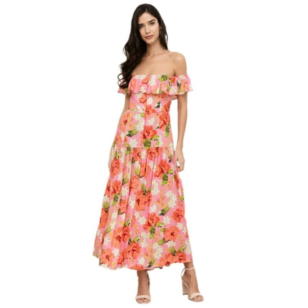 Yumi Kim NWT Spring Fling Off-Shoulder Maxi Dress floral Button down Size 10 - Picture 4 of 9